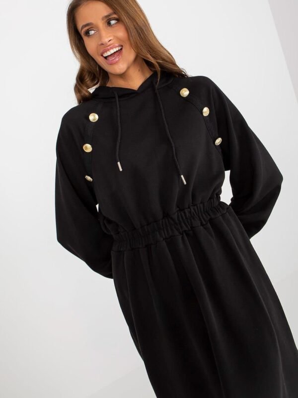 Robe Sweat Noire Casual Manche Longue