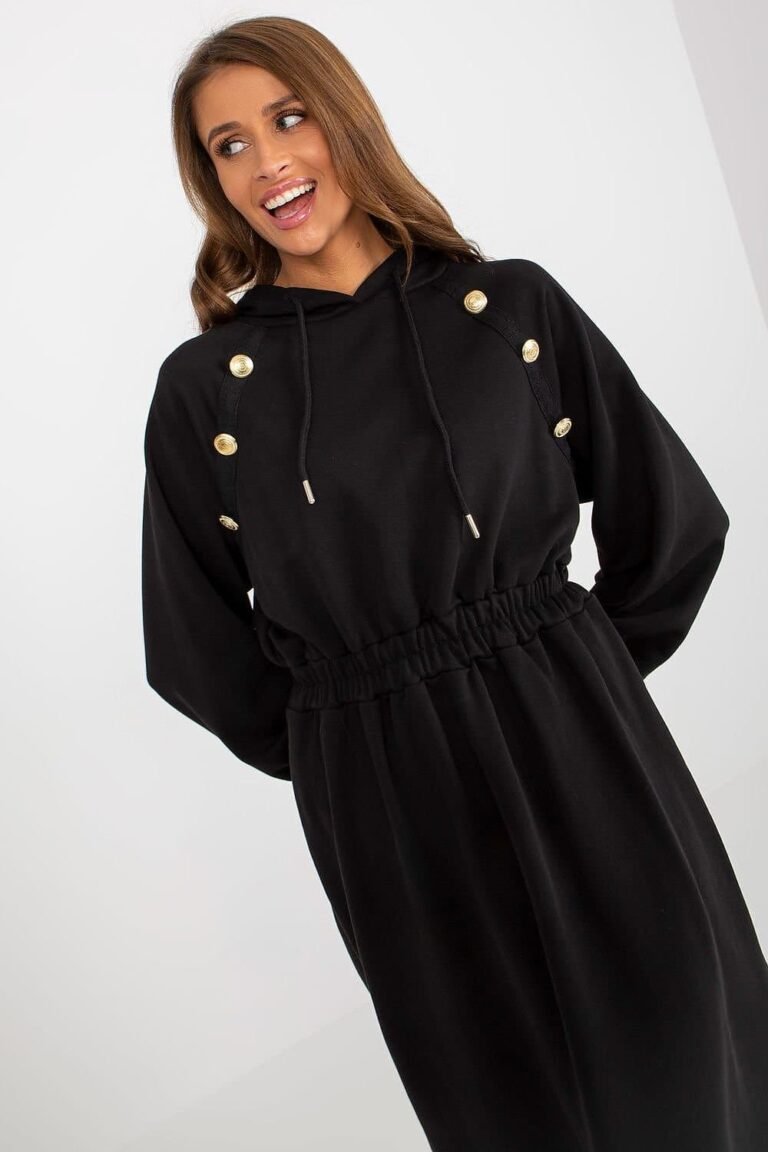 Robe Sweat Noire Casual Manche Longue