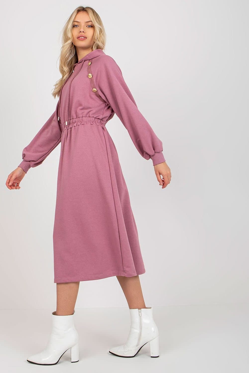 Robe Sweat Rose Casual Manches Longues 2