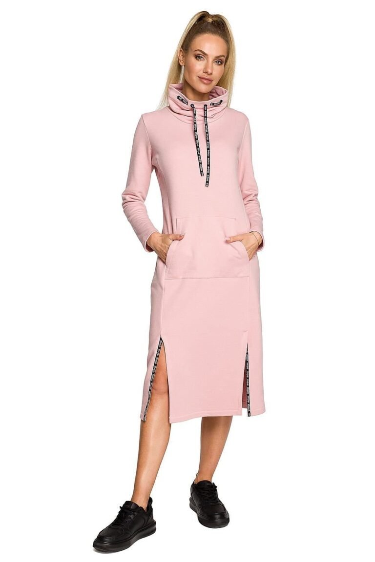 Robe Sweat Rose Casual Midi Manches Longues S
