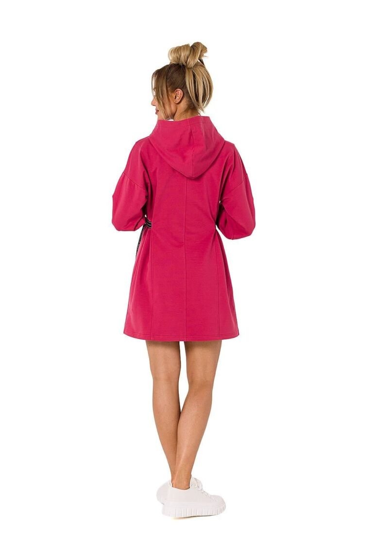 Robe Sweat Rose Courte Casual Avec Capuche