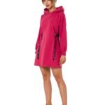 Robe Sweat Rose Courte Casual Avec Capuche Rouge S