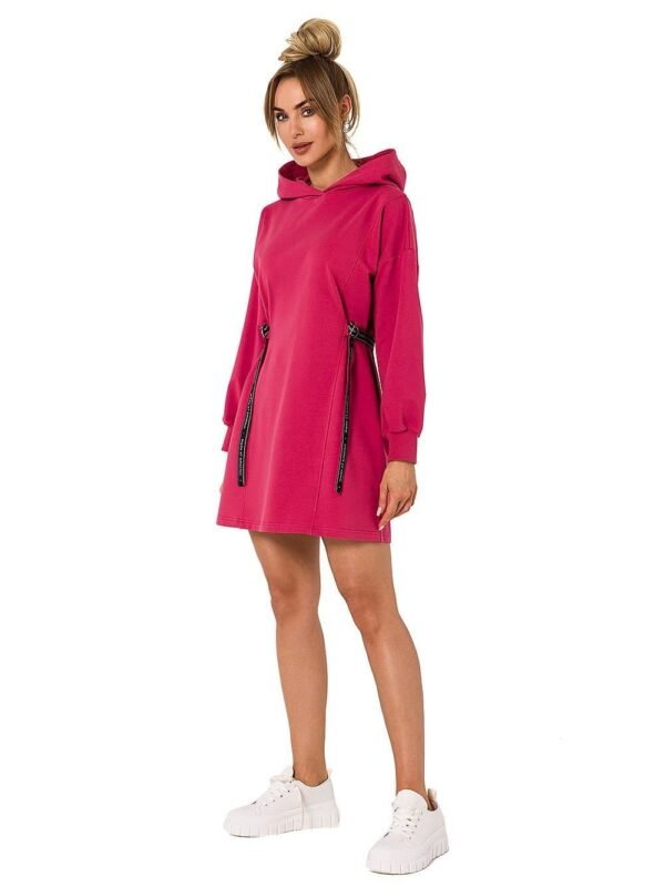 Robe Sweat Rose Courte Casual Avec Capuche Rouge S