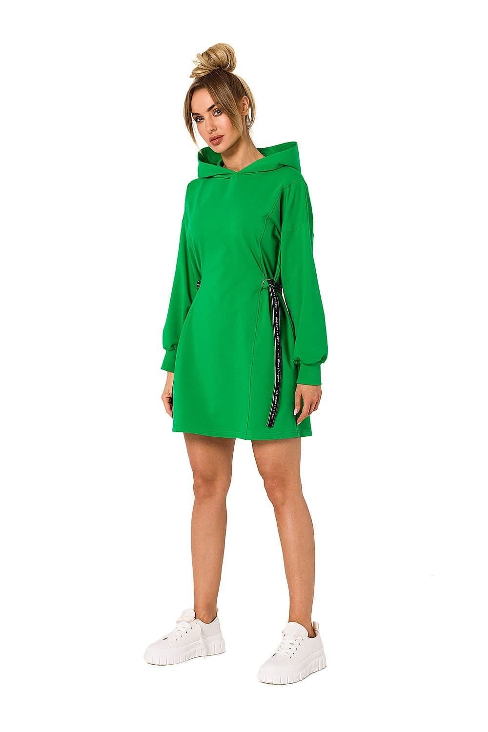 Robe Sweat Verte Casual Evasee Manches Longues