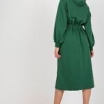 Robe Sweat Verte Manche Longue Evasee 2