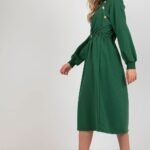 Robe Sweat Verte Manche Longue Evasee 3
