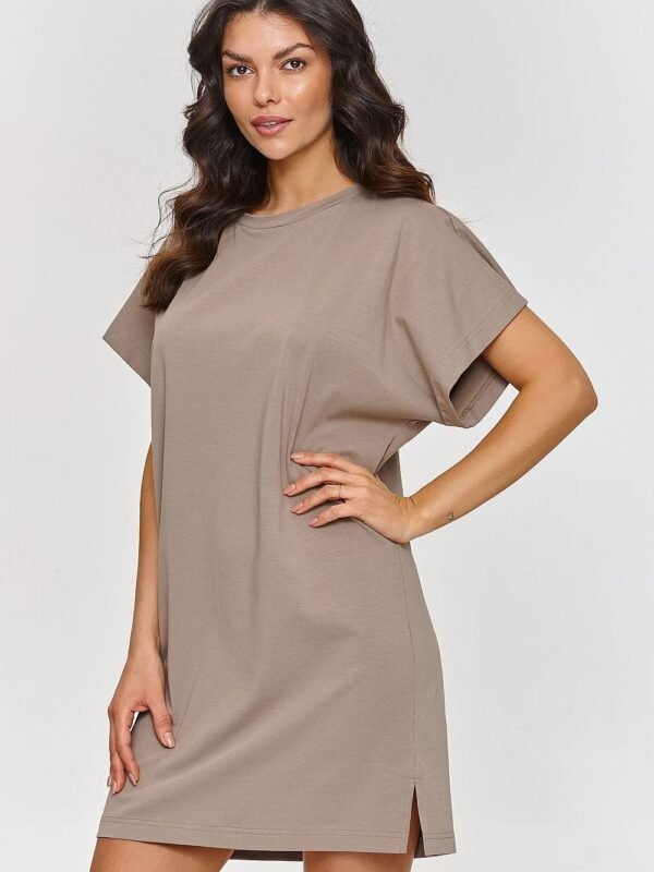 Robe T Shirt Courte Ample Marron 36 38