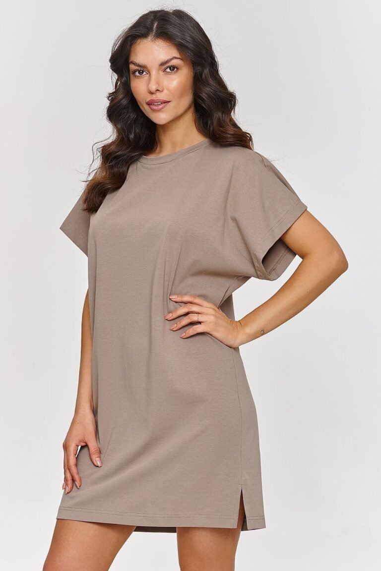 Robe T Shirt Courte Ample Marron 36 38