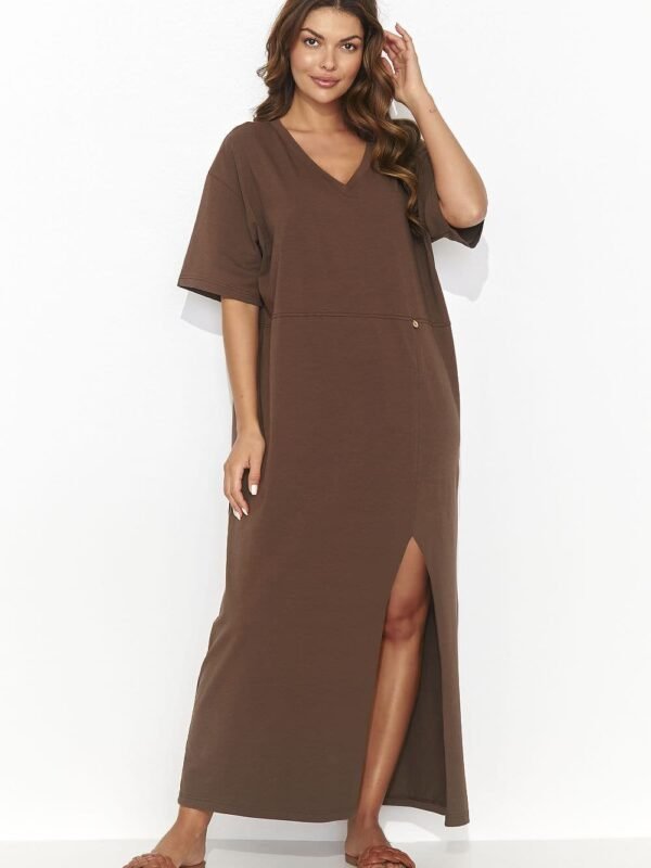 Robe T Shirt Marron Longue Ample Marron 36 38
