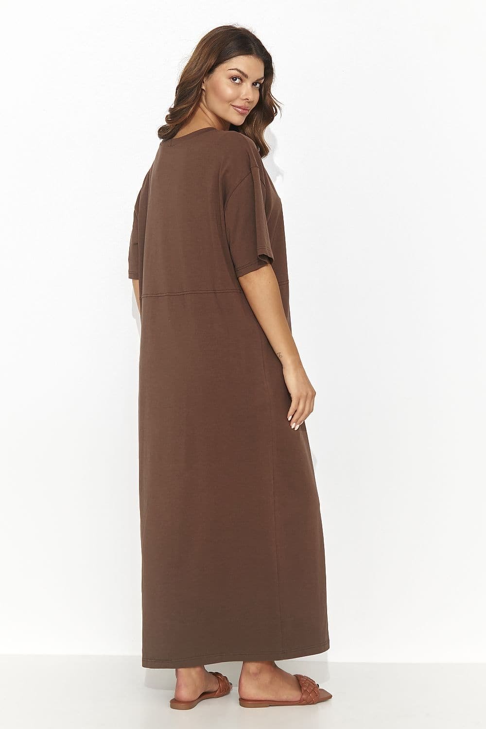 Robe T Shirt Marron Longue Ample