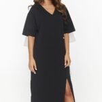 Robe T Shirt Noire Longue Oversize 2