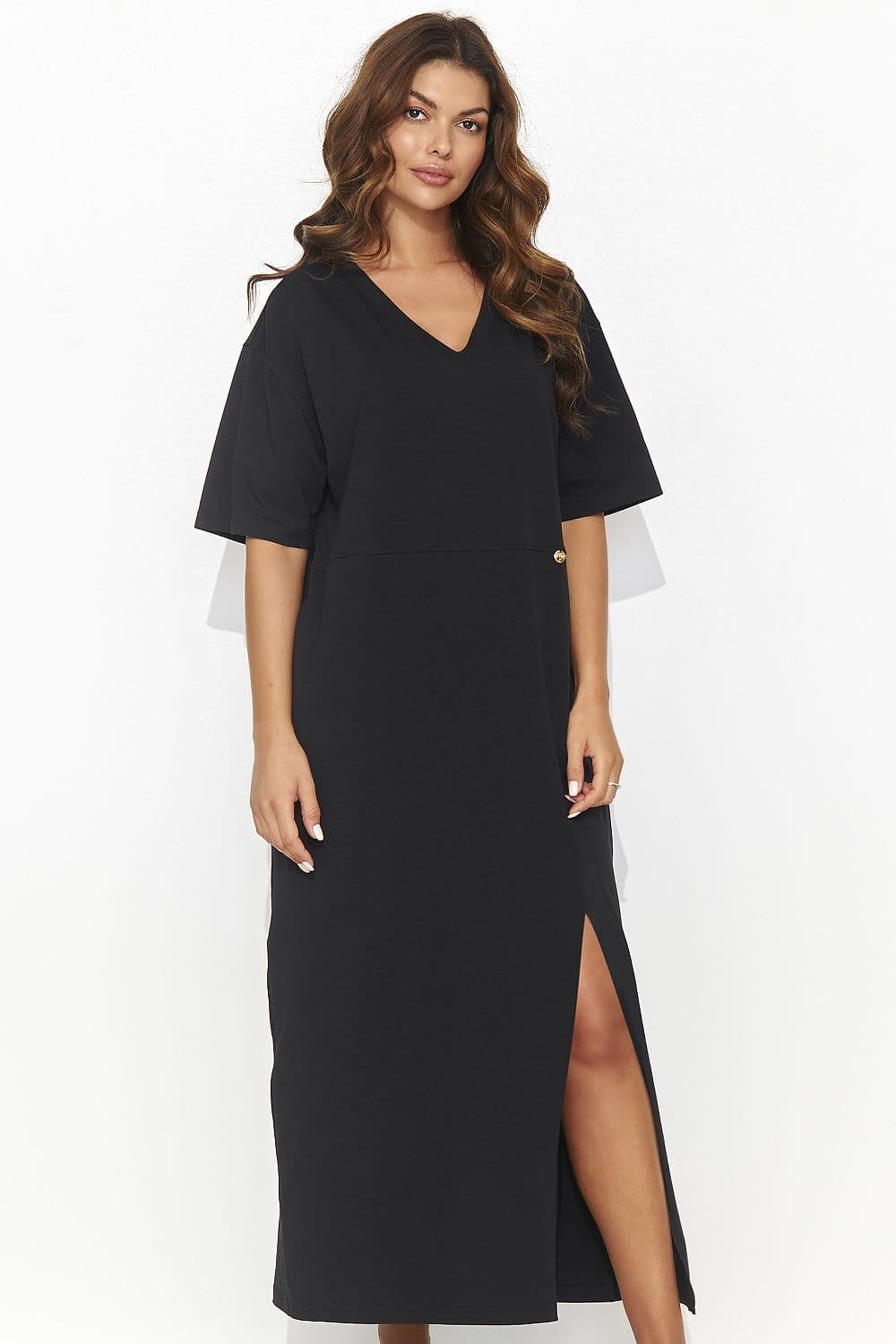 Robe T Shirt Noire Longue Oversize 2
