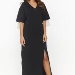 Robe T Shirt Noire Longue Oversize Noir 36 38