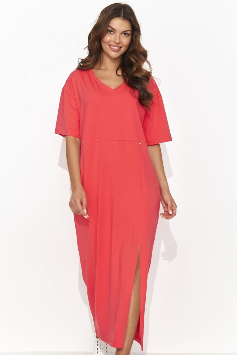Robe T Shirt Rouge Midi Decontractee 2