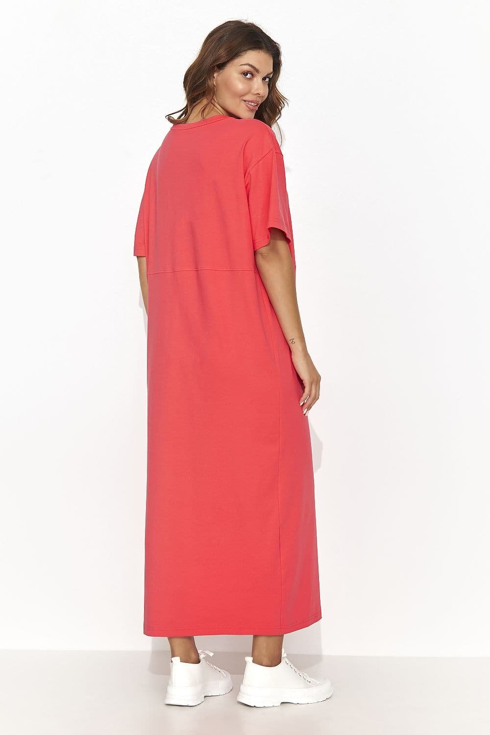 Robe T Shirt Rouge Midi Decontractee