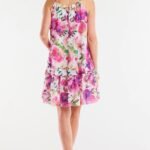Robe Trapeze Fleurie Rose Courte