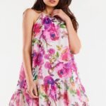 Robe Trapeze Fleurie Rose Courte 2