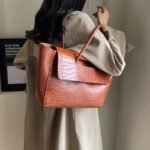 Sac A Main Crocodile Marron Clair 2