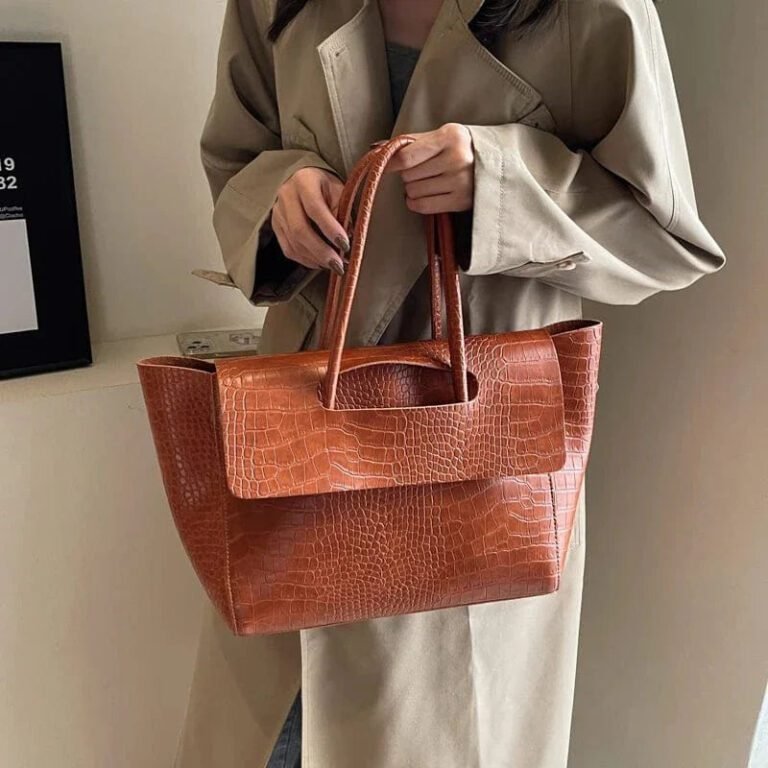 Sac A Main Crocodile Marron Clair 3