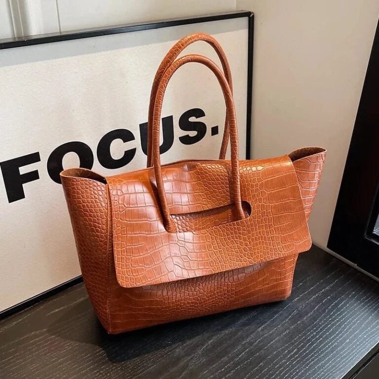 Sac A Main Crocodile Marron Clair 4