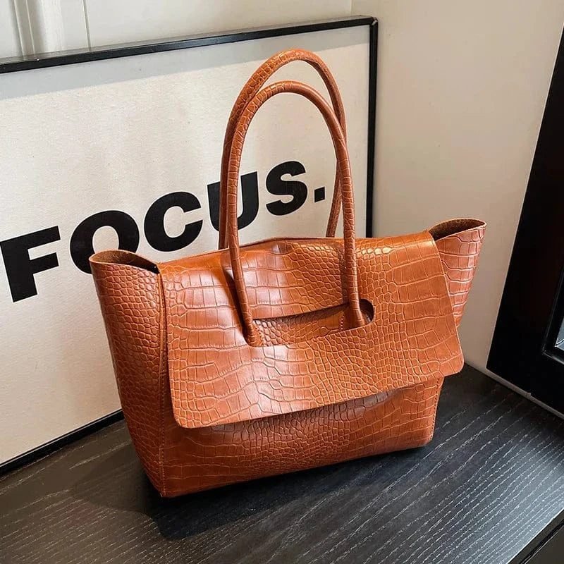 Sac A Main Crocodile Marron Clair 4