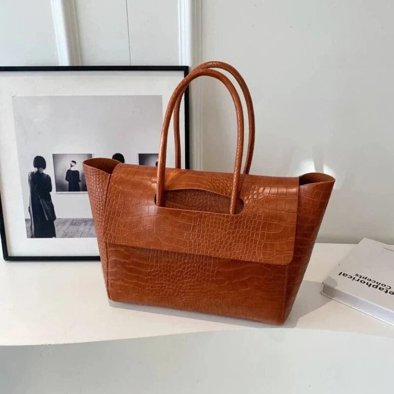 Sac A Main Crocodile Marron Clair