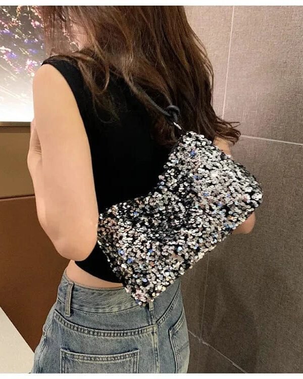 Sac A Main Paillette Argente