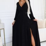 Tenue De Soiree Paillette Longue Fendue Noir Xs