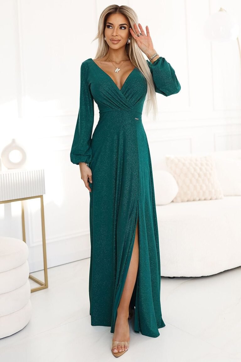 Tenue De Soiree Paillette Longue Fendue Vert Xs